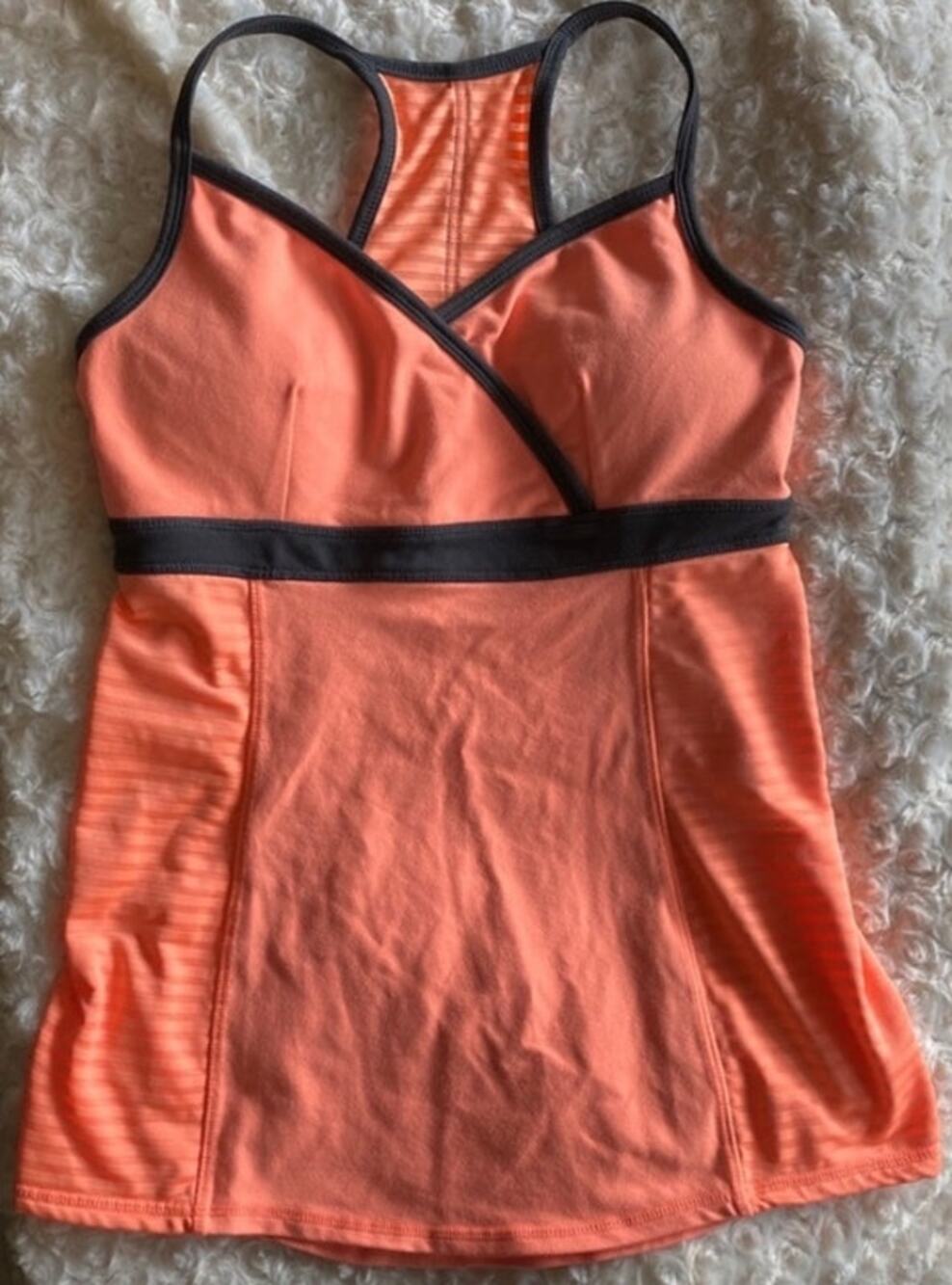Kyodan Womens Orange Black Padded Racerback Workout Activewear Tank Top Small